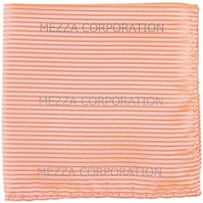 New polyester woven thin striped pocket square hankie handkerchief peach formal