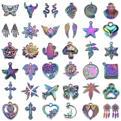 20 Stck. kleine Charms Regenbogenfarben Legierung Anhänger für Schlüsselanhänger & Armbänder