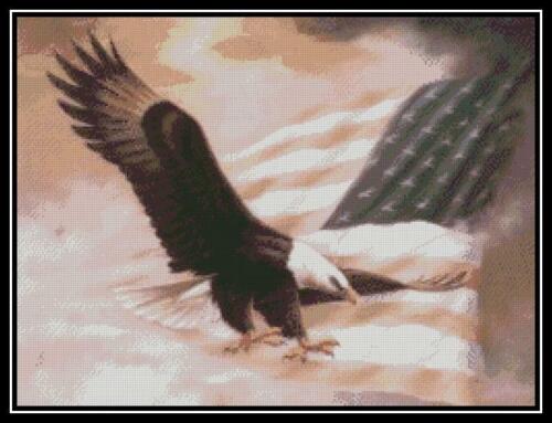 American Eagle and Flag - Cross Stitch Chart/Pattern/Design/XStitch - Picture 1 of 3
