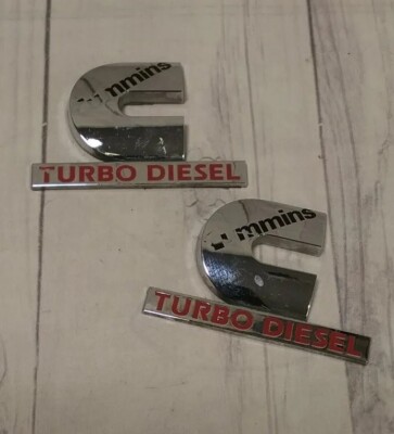 2PCS Fender Side Emblems – 2500 3500 Turbo Diesel Nameplate Badges, Black & Red