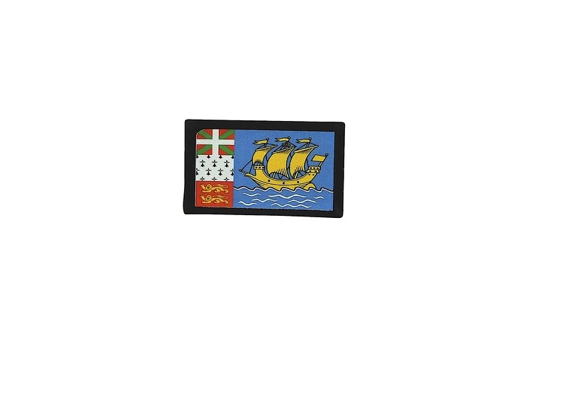 Patch Écusson Imprimé Camouflage - Drapeau De Saint-Pierre-et-Miquelon, 5x8 Cm, Auto-agrippant