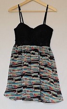 Material Girl dress Black Lace Bustier Built In Bra sizeM short Spaghetti straps