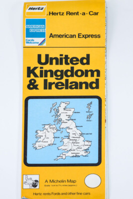 United Kingdom Ireland Folding Map Hertz Amex Michelin Road Map