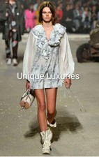 Coach 1941 Runway Mini Ruffled Dress Palm Print Viscose Cotton US 2 S $695 Shift