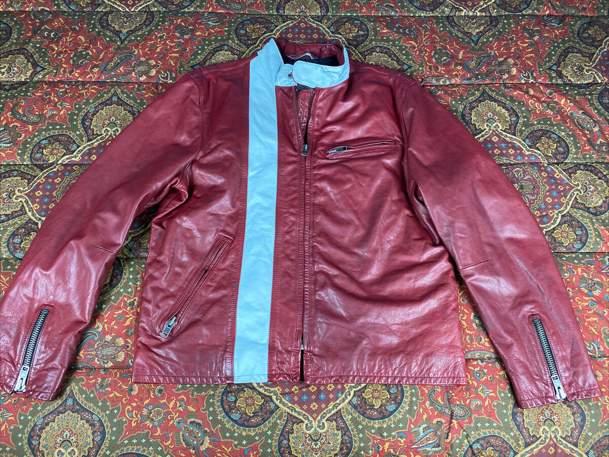 GAP PRODUCT RED LEATHER CAFE RACER Vintage Motorcycle Jacket GAP PRODUCT RED LEATHER CAFE RACER Vintage Motorcycle Jacket