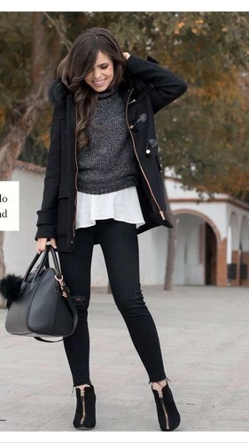 ZARA DUFFLE LANA WOOL COAT BLACK FUR HOOD SIZE MEDIUM - Picture 5 of 5