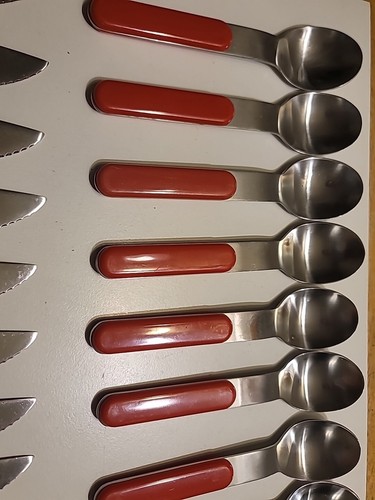 Menge 61 Misc Dansk Sommerhaus Edelstahl Silberbesteck Besteck rot blau Korea - Bild 15 von 24