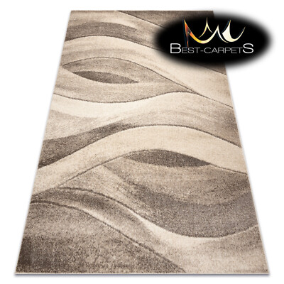 Hochwertiger moderner Design Teppich FUSION 1617 beige / creme - Wellen Abstraktion