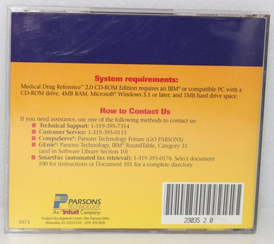 PARSONS INTUIT MEDICAL DRUG REFERENCE 2.0 FOR WINDOWS VINTAGE SOFTWARE INFO GUID - Image 2 of 4