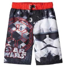 STAR WARS BOYS STORM TROOPER BLACK RED SWIM SWIMMING SHORTS TRUNKS SIZE 4 NWT