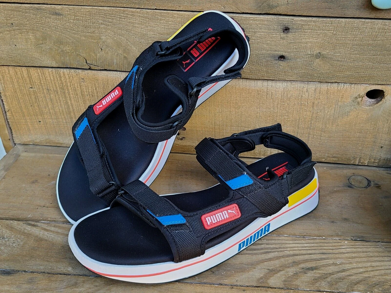 Scarpe sandali uomo taglia 11 PUMA FUTURE RIDER tela sport comodi regolabili. NERO