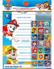 Paw Patrol Potty Toilet Training Reward Chart with 56 Stickers Official Product