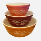3 Vintage Pyrex Autumn Harvest Wheat Mixing Bowls .75 1.5 2.5 Qt 401 402 403