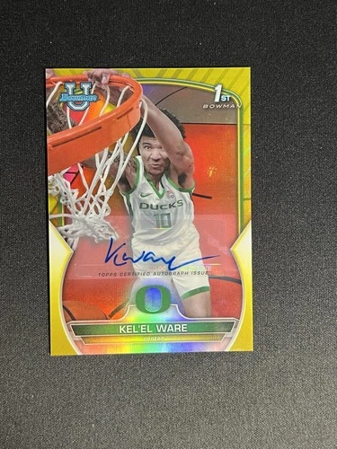 2023 Bowman U Basketball KEL'EL WARE 1st Bowman Yellow Refractor Auto 69/75 Heat