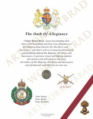 Royal Engineers Treueeid Gedenkurkunde, Königseid