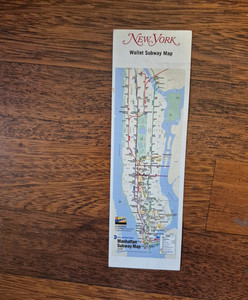 NYC New York Subway Wallet Map Bookmark w/ Street Finder & Ave Guide (paper) 