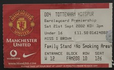 2002 Tottenham V Manchester United Football Match Stub