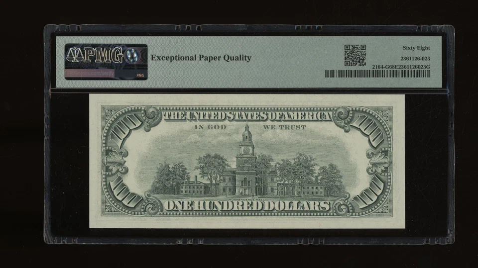 DBR 1969 $100 FRN Chicago Superb Gem Fr. 2164-G PMG 68 EPQ Serial G05810851A - Image 2 of 2