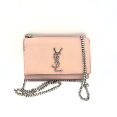 Pre-Owned Saint Laurent Grain De Poudre Small Monogram Kate Satchel Bag Auth