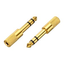 2 Pcs TRS6.35mm Male to 3.5mm Female Connector Gold Plating Adapter