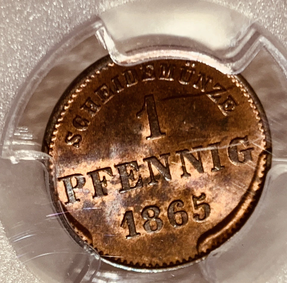 Germany Saxe-Meiningen 1863 1 Pfennig PCGS MS-65 RB Top Pop1 - Image 2 of 4