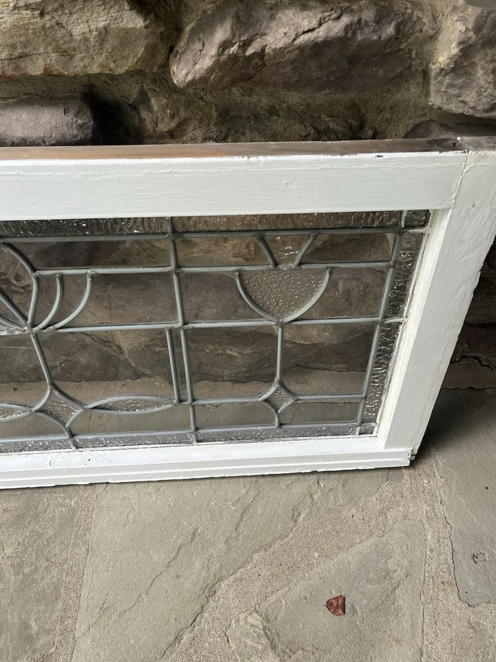ANTIQUE LEADED GLASS WINDOW COAL REGION of PA 1920s nice NO CRACKS - Image 4 of 4