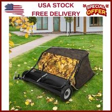 ⏯42'' Lawn Sweeper Tow Behind Pull Behind Leaf Sweeper for Lawn Leaf Collector