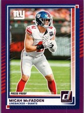 2025 Donruss Football Micah McFadden Press Proof Purple Parallel #55 NY Giants
