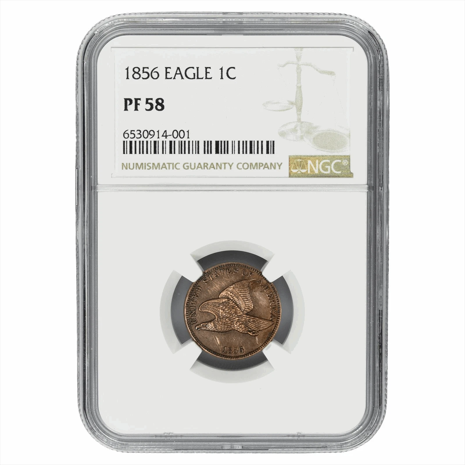 1856  Flying Eagle Cent 1c, NGC PF 58 - Series Key Date