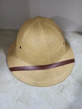safary beige Pith Helmet . Hat with Brown Band