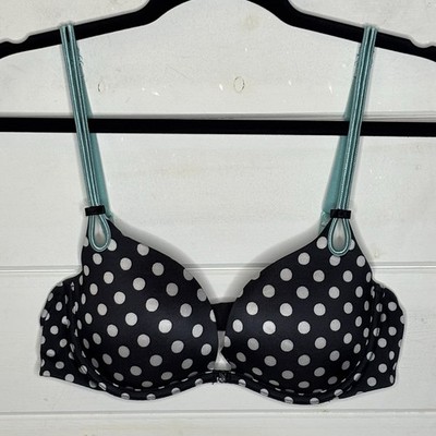 Victoria's Secret Sexy Little Thing Polka Dot Bra Women s 36B Black White Teal