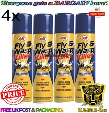 4x Doff Fly & Wasp Killer Spray 300ml – Kills Flies & Flying Insects Fast