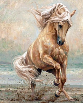 Horse Art ''Beach Deva'' Oil Art Print FREE Shipping 0474