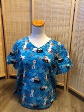 Disney Scrubs Scrub Top Cartoon Holiday Pixar Fall Leaves Olaf Frozen 2XL H803 