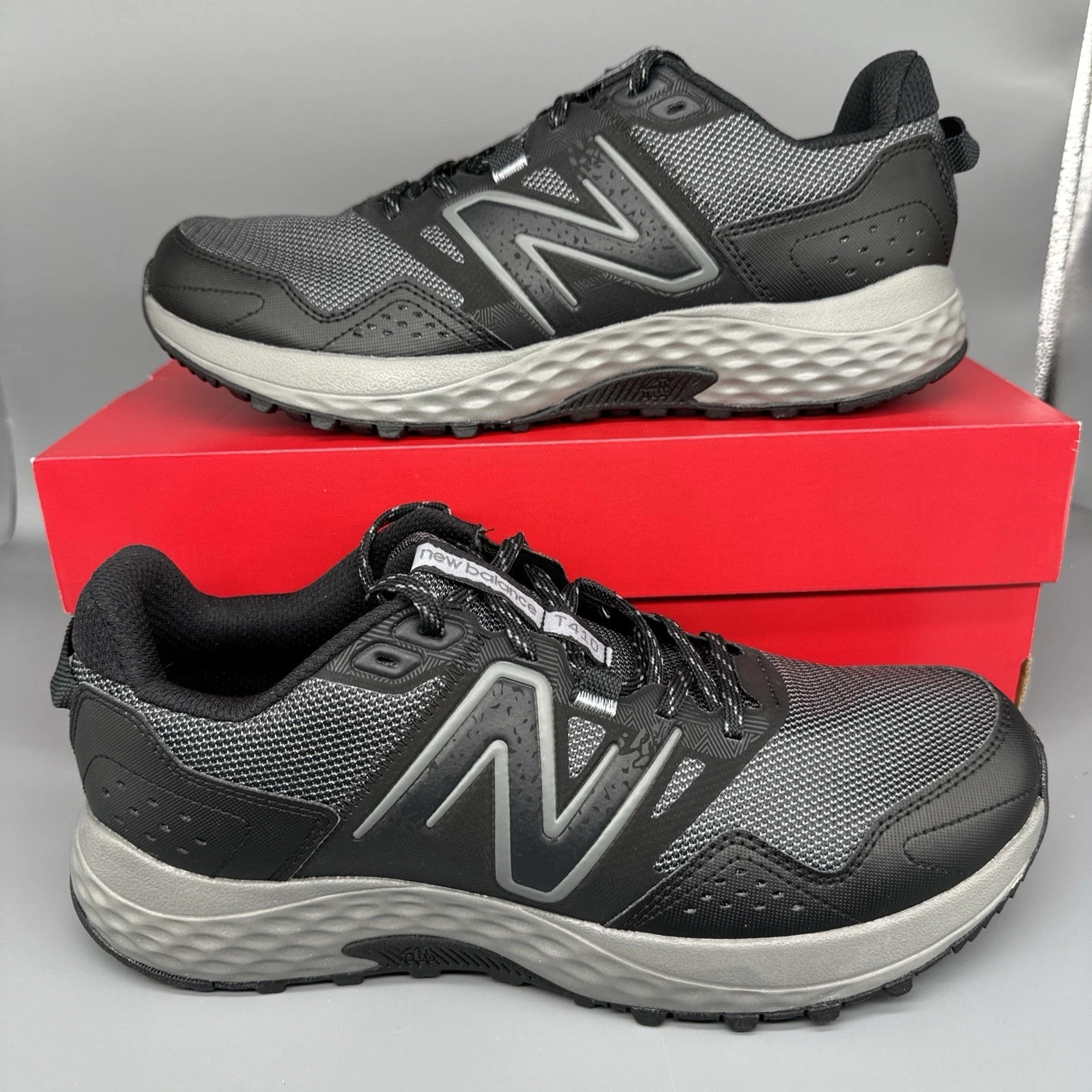 New Balance T410 Trail Running Shoes Mens Sz 13 Black/Grey Sneakers MT410LB8 NIB