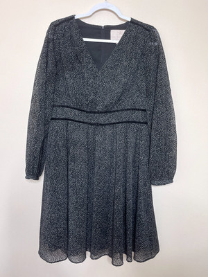 Gal Meets Glam Dress Womens 10 Black Skylar Flocked Chiffon Velvet Tim