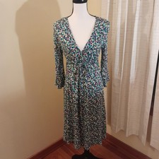 3Free Long Sleeve Cross Front Tie Dress Floral Med