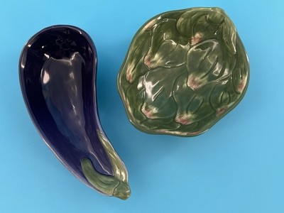 Whimsical Williams-Sonoma Eggplant and Artichoke Dishes - Jardin Potager Col