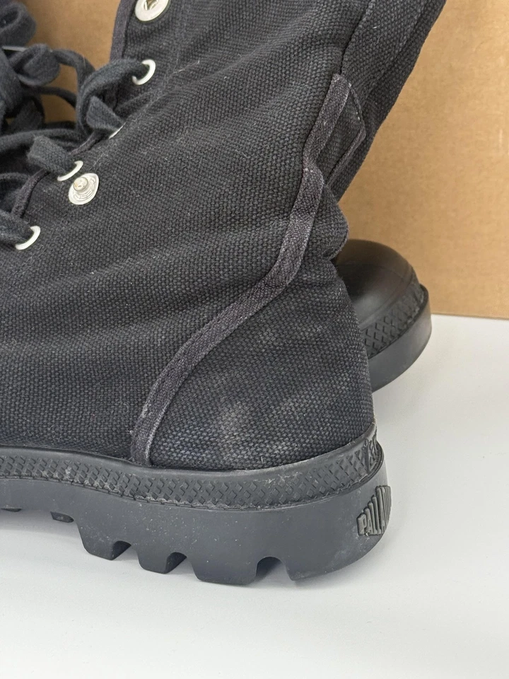 Botas holgadas de paladio para hombre talla 9 negras de lona cuello plegable parte superior alta 02353060 Foto 4 de 4