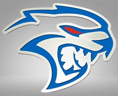 2pc Badges w/Blue Redeye Hellcat Inlay for 15-23 Dodge Challenger SRT Hellcat