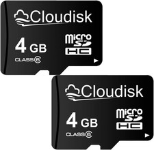 Pack of 2 Micro SD Card 4GB Flash Memory C6 SDHC with Black
