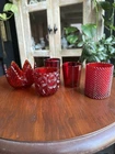 Vtg Variety of Candle Holders: Faroy, Fenton, & Red Flashed Glass- GLOW SET OF 5