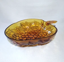 Vintage Glass Amber Grape Cluster Pattern 10" Fruit Bowl *minor Defect