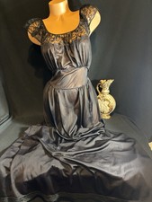 Vtg Silky Tricot Sheer Nightie Frilly SILKY SOFT NYLON Nightgown Negligee Gown S