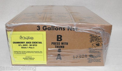 3 Gal BIB CRANBERRY JUICE  for Wunderbar Soda Guns
