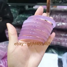 Authentic natural 56-62mm pink purple chalcedony jingle bracelet round