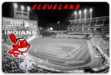Cleveland Indians Progressive Field B&W MLB Baseball w/ Chief Wahoo MAGNET