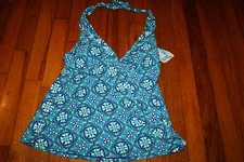 NWT Love Your Assets by Sara Blakely Ruffled Fiesta Tile Tankini Top Size S