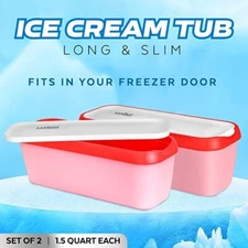 Pink Ice Cream Containers ‚Pack of 2 Reusable Plastic Containers with lids,