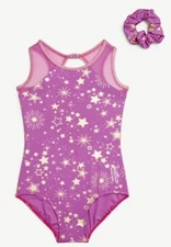 Justice Girls’ Celestial Foil Star Print Leotard w/Scrunchie Choose Size XS-XL